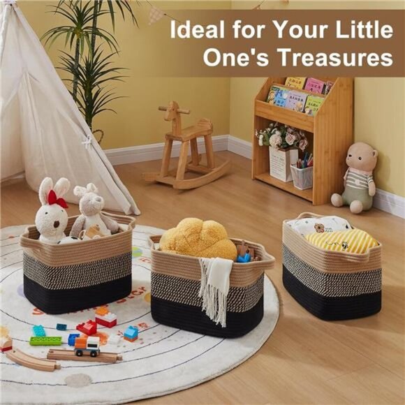 Storage Basket for Organizing Woven Rectangle Bin for Closet Nursery - Picture 7 of 8